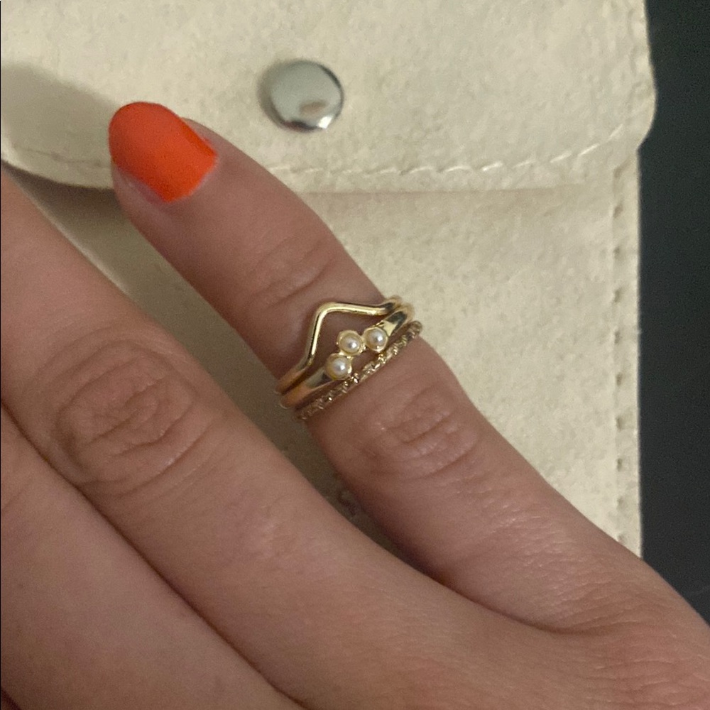 💕5 For$15 Lovisa Elegant Gold and Pearl Ring Set